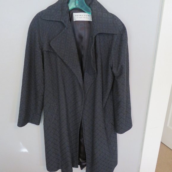 Navy blue jacquered overcoat - Picture 8 of 12